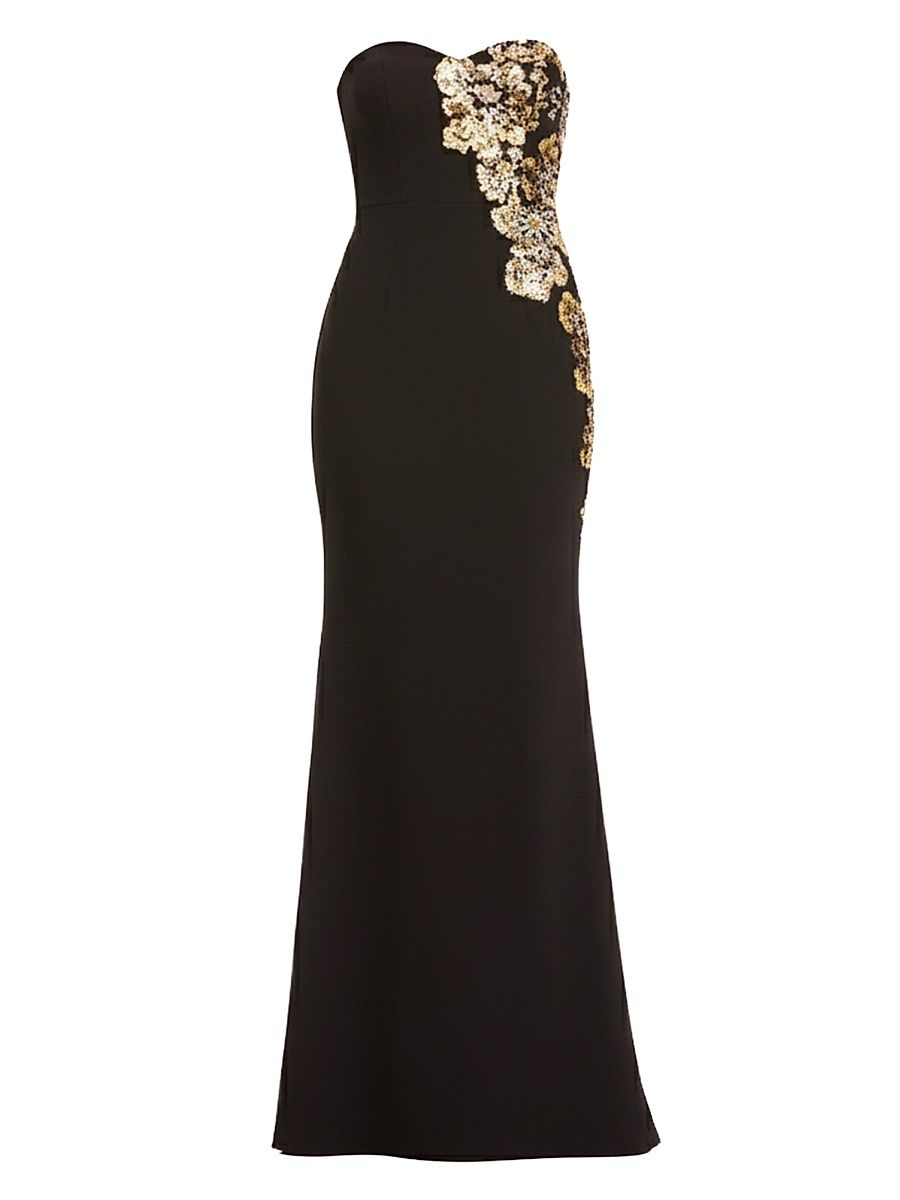 Women's Tiana Floral-Detail Strapless Mermaid Gown - Gold Multi - Size XL
