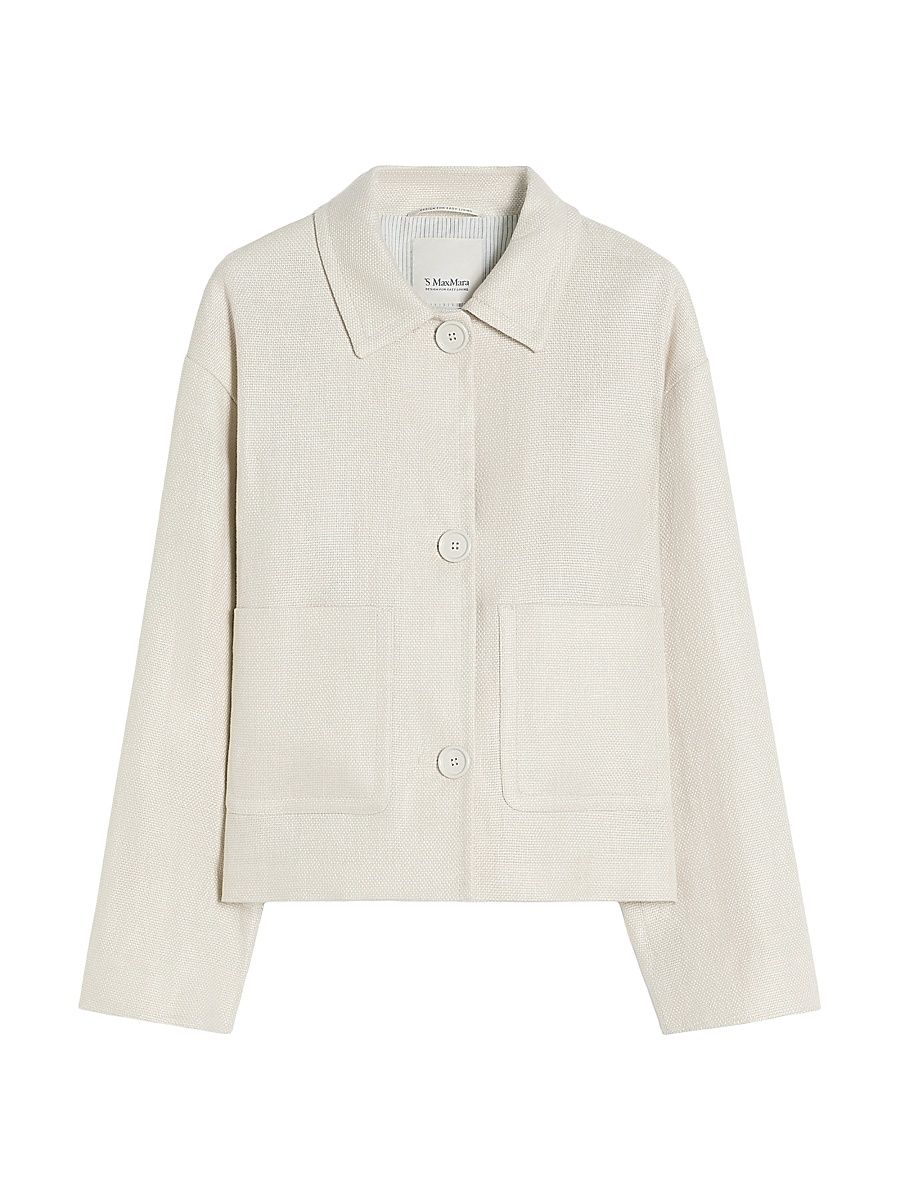 Women's Stretch Linen and Cotton Jacket - Ivory Beige - Size 14