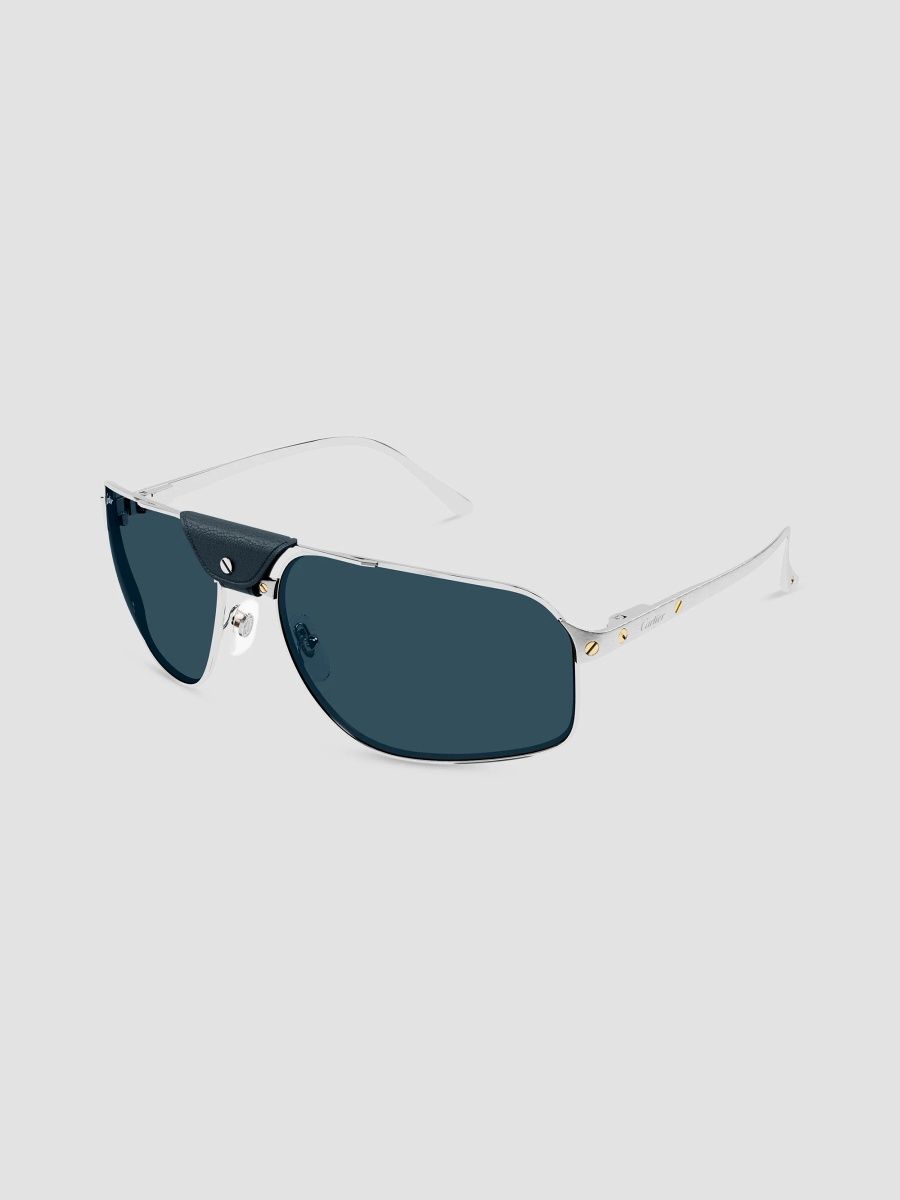 Cartier Men's Santos De 64MM Pilot Sunglasses - Silver
