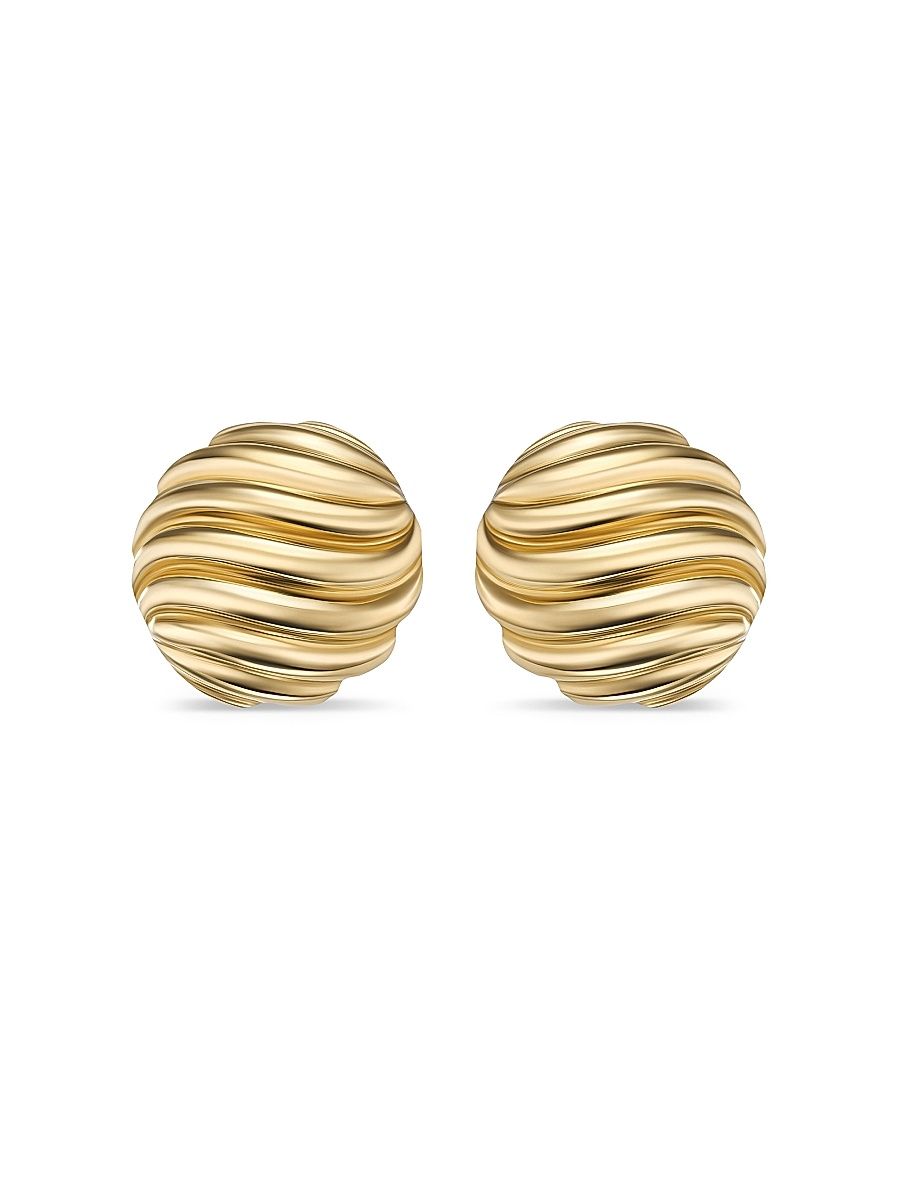 Women's Sculpted Cable Stud Earrings in 18K Yellow Gold, 14MM - Gold