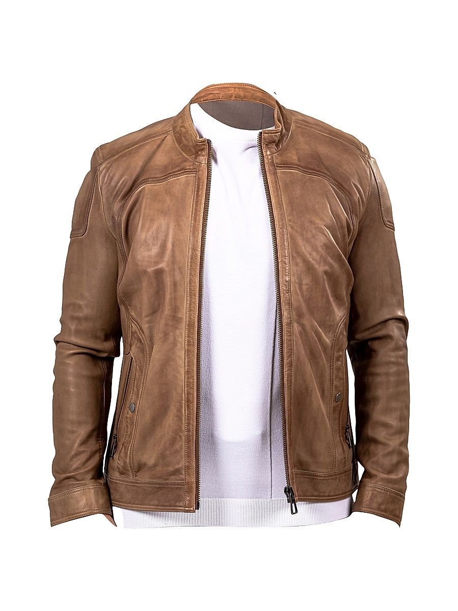 Men's Marthyr Leather Jacket - Brown - Size XL