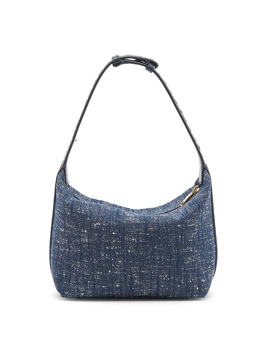 Women's Wallace Denim Bouclé Top Handle Bag - Navy White