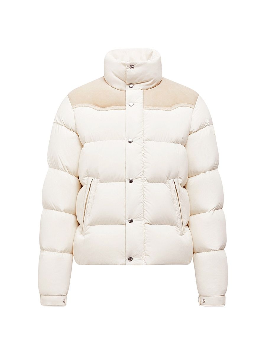 Men's Verine Puffer Jacket with Suede Trim - White - Size XXXL