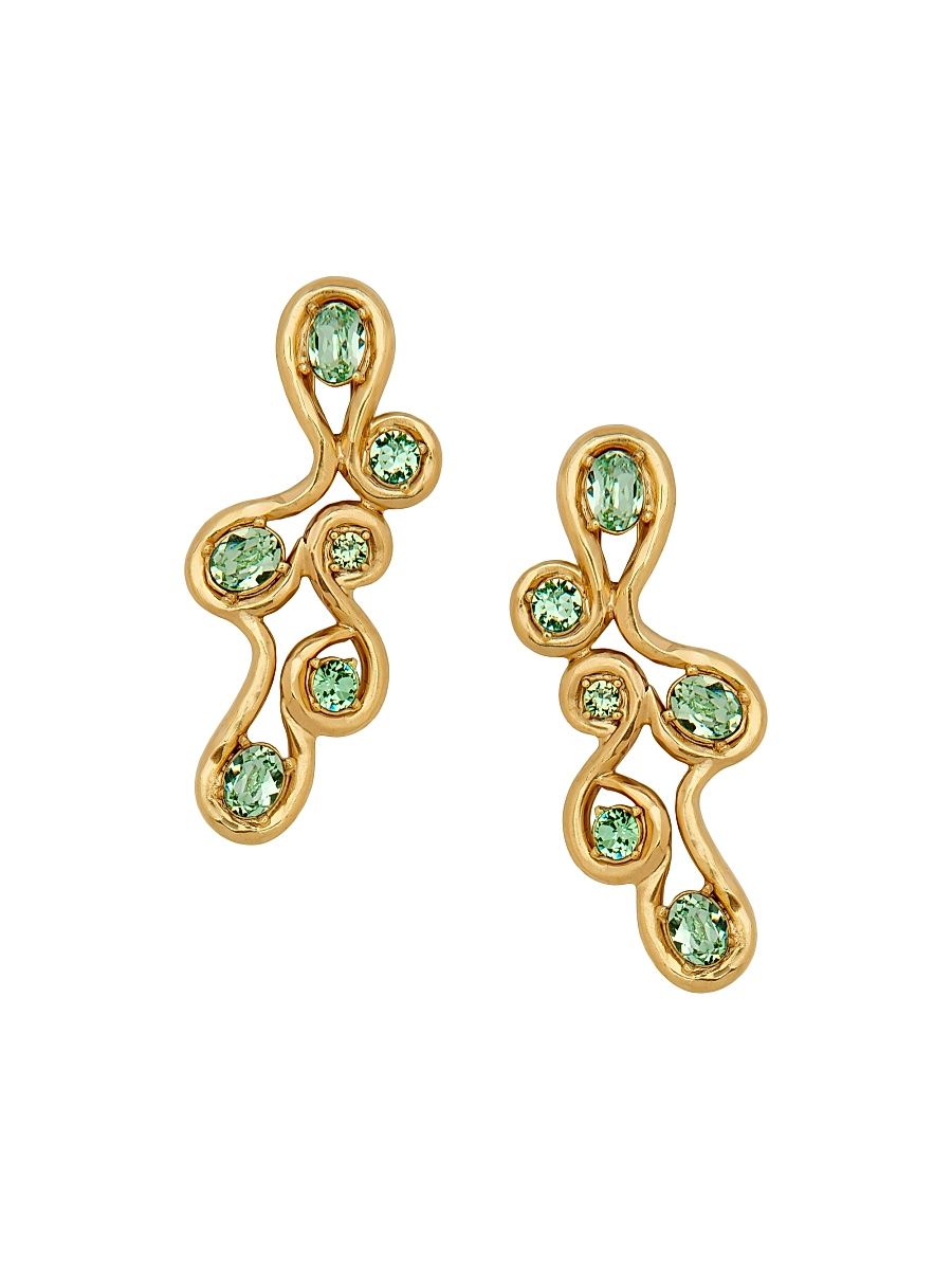 Women's Scramble 14K-Gold-Plated & Glass Crystal Drop Earrings - Green Multi