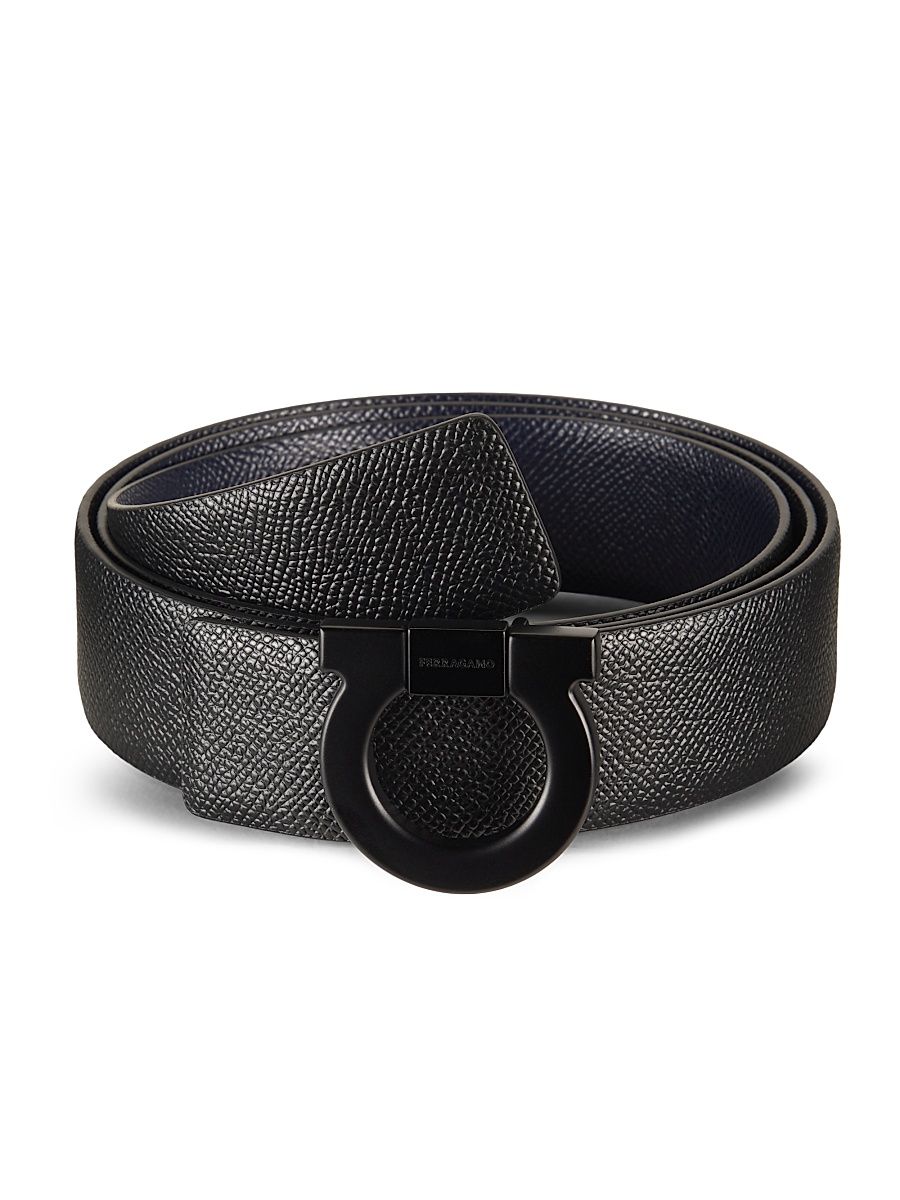 Men's Fixed Reversible Gancini Belt - Nero Midnight - Size 44