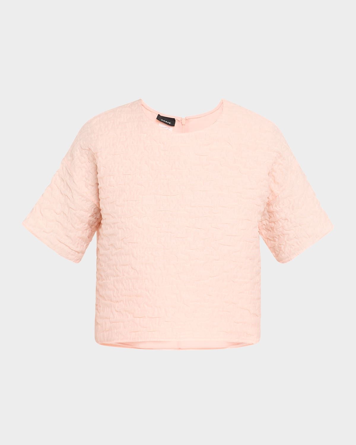 3D Bubble Organza Short-Sleeve Top