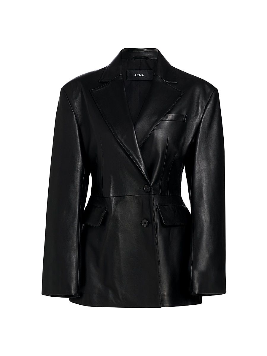 Women's Lydia Leather Blazer - Black - Size 12