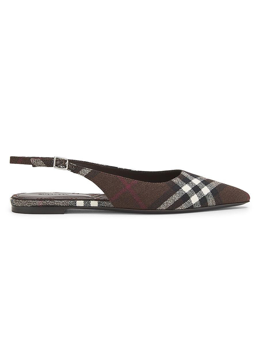 Women's Dame Check Slingback Flats - Mahogany Check - Size 9.5