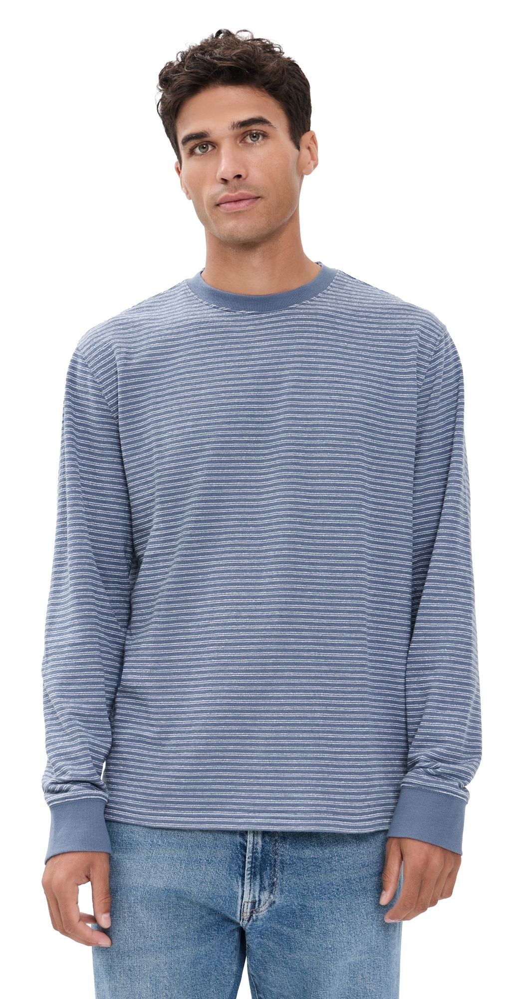 Fair Harbor Sundown Terry Crewneck Tee Maritime Stripe S