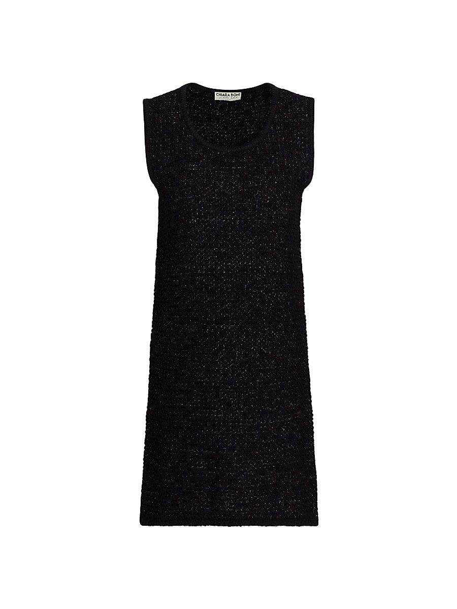 Women's Bilok Metallic Tweed A-Line Minidress - Black - Size XL