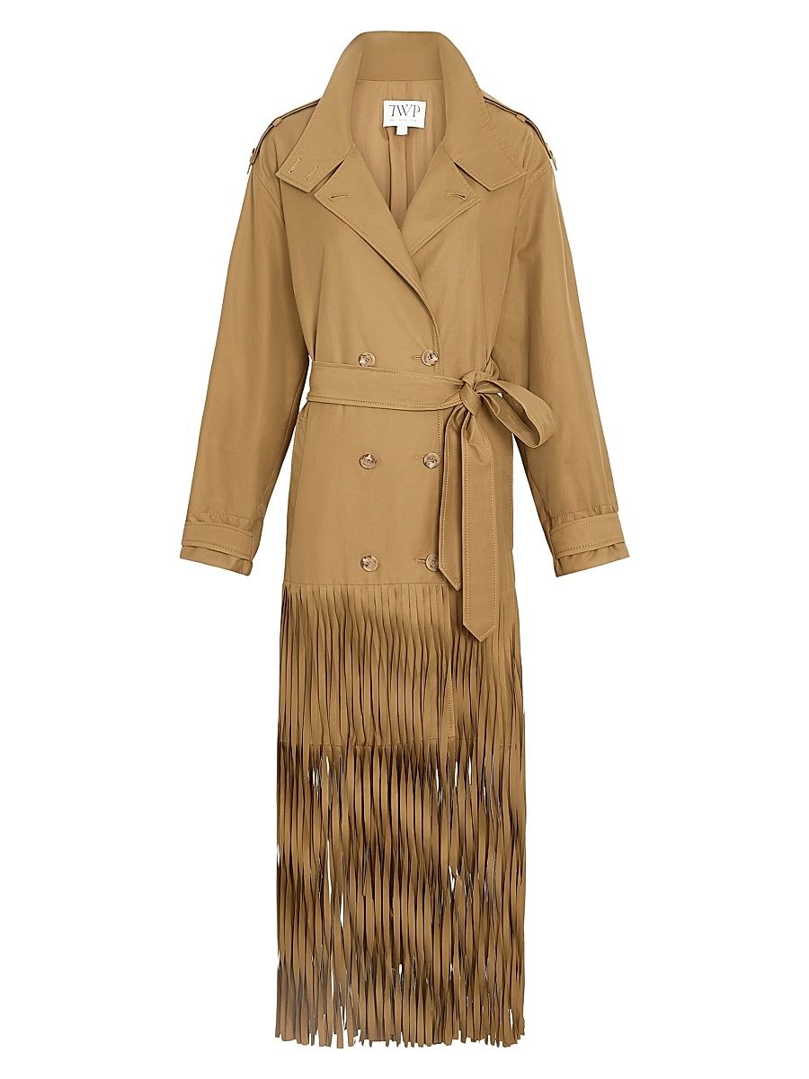 Women's Fringe Benefit Trench Coat - British Khaki - Size Large