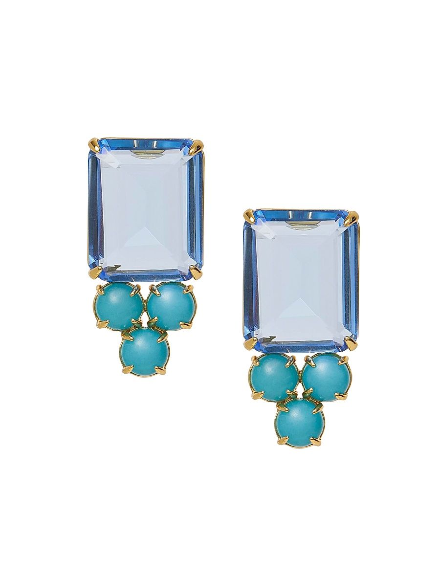 Women's Crystal Berry 14K-Gold-Plated, Turquoise & Glass Crystal Stud Earrings - Sky Blue