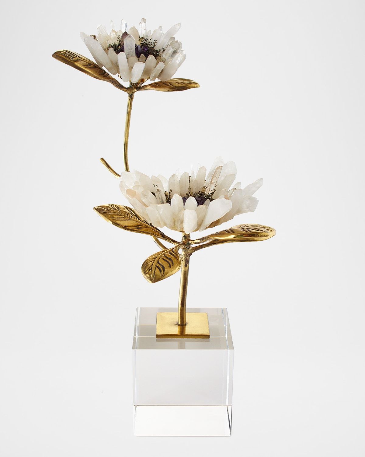 Double Crystal Bloom Floral Sculpture