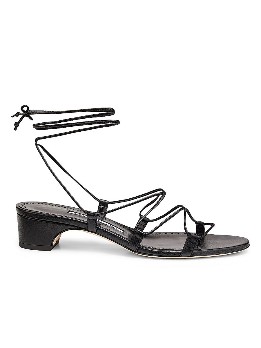 Women's Strappy Leather Sandals - Black - Size 9.5