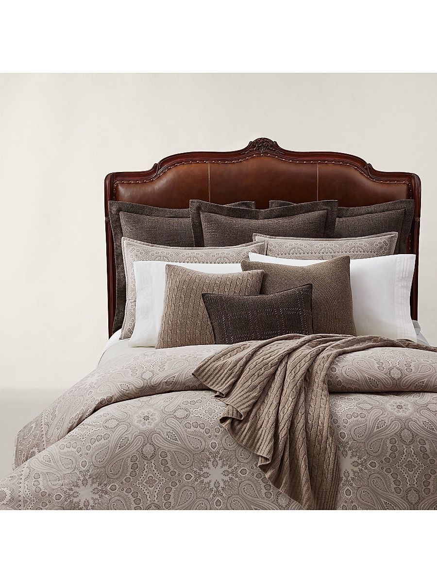 Beaumont Paisley Cotton Sateen Duvet Cover & Sham Collection - True Stone - Size Queen