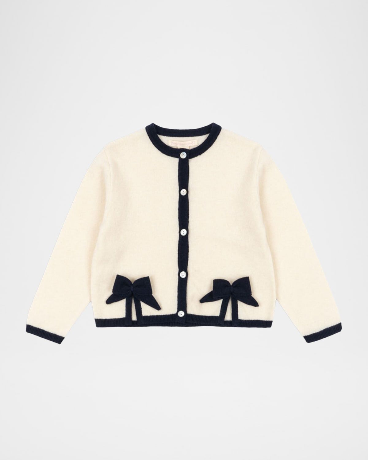 Alette Wool Contrast-Trim Cardigan, Size 18M-10