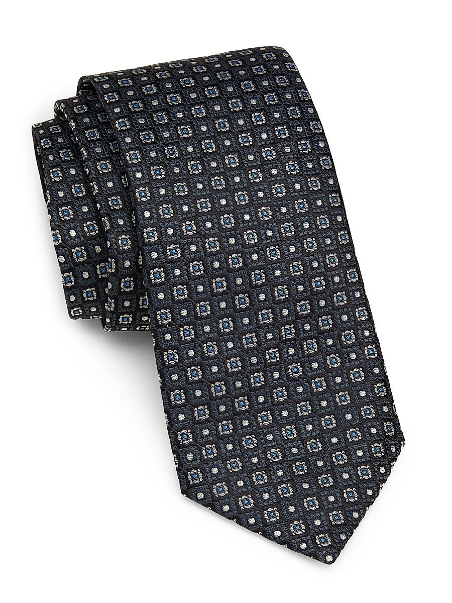 Men's Silk Medallion Tie - Dark Grey