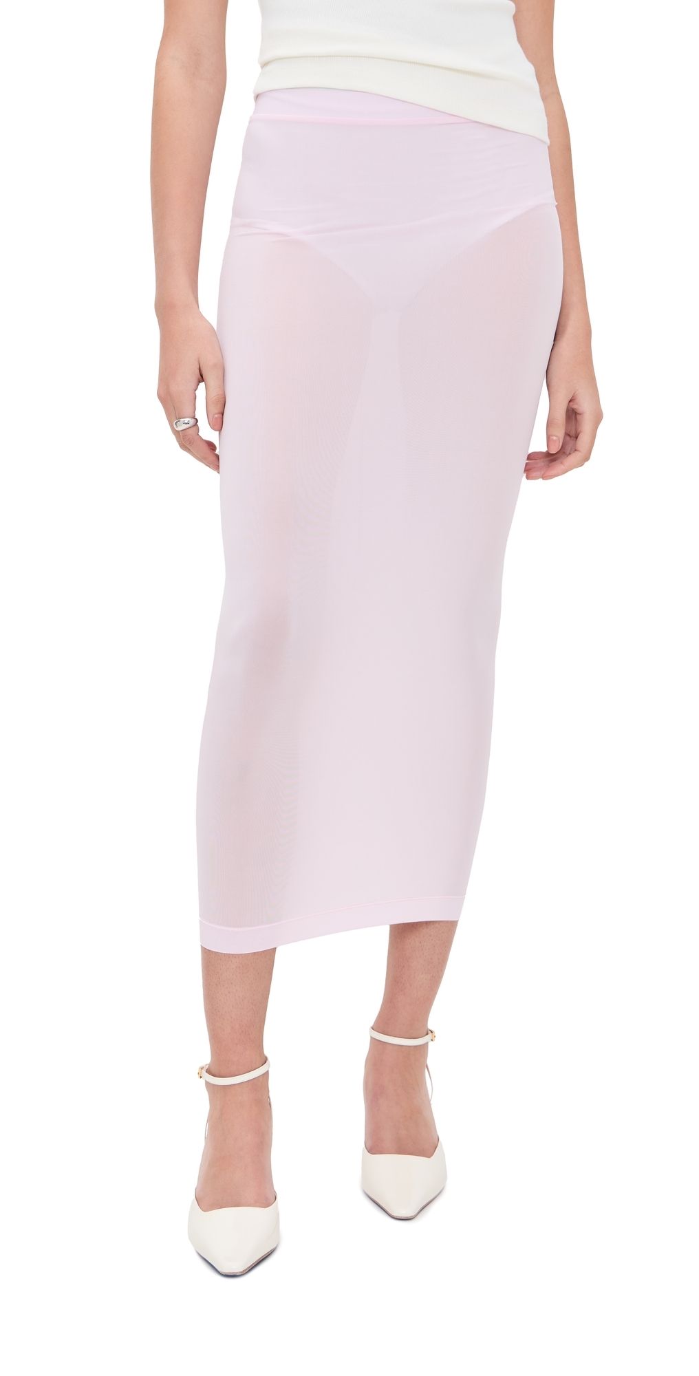 WARDROBE. NYC Sheer Tube Skirt Blush S