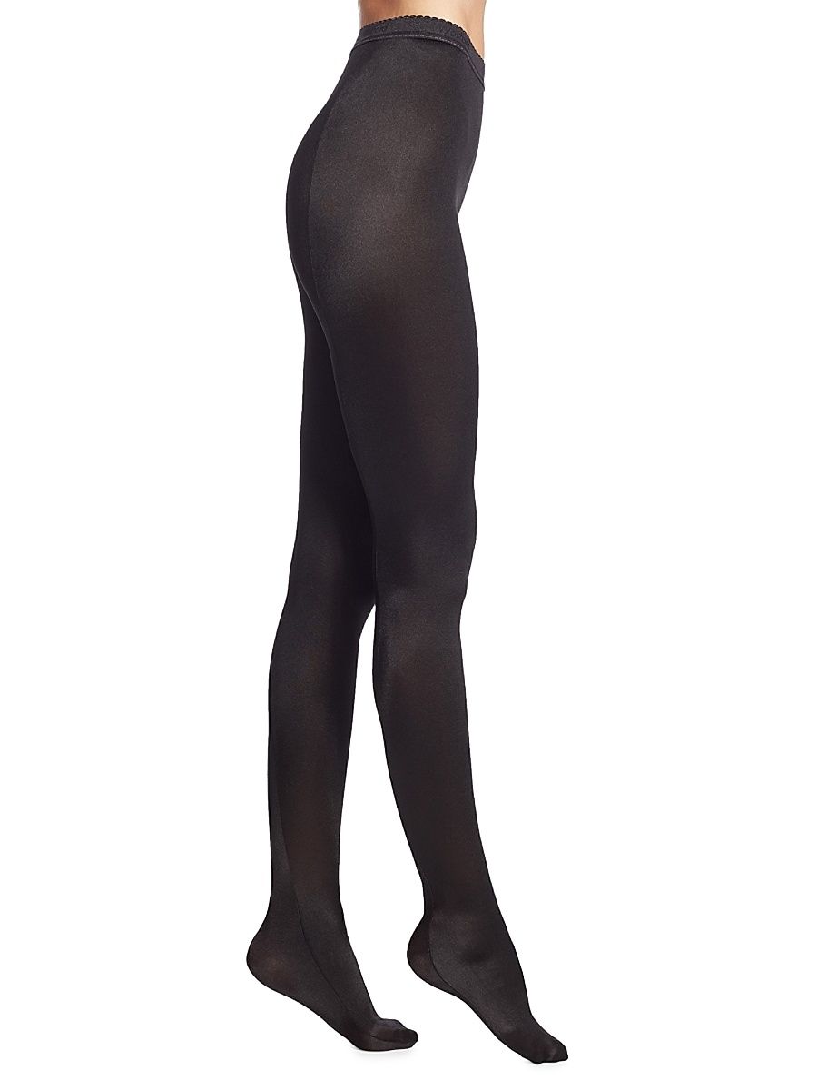Women's Satin De Luxe Tights - Black - Size Small