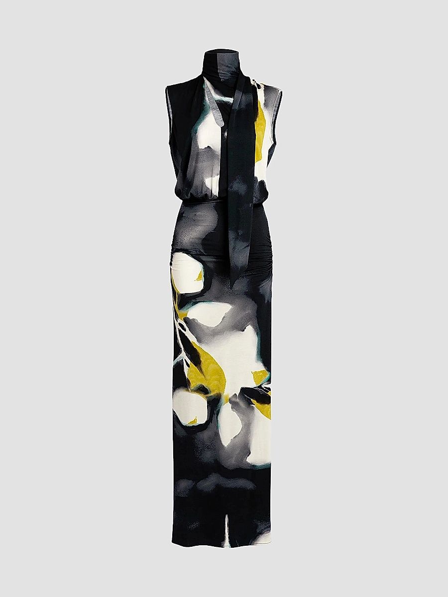 Women's Cody Floral Draped Maxi Dress - Navy - Size XS