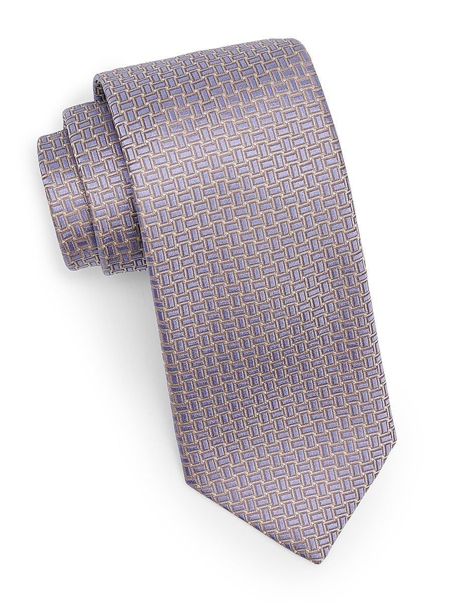 Men's Geometric Silk Tie - Purple
