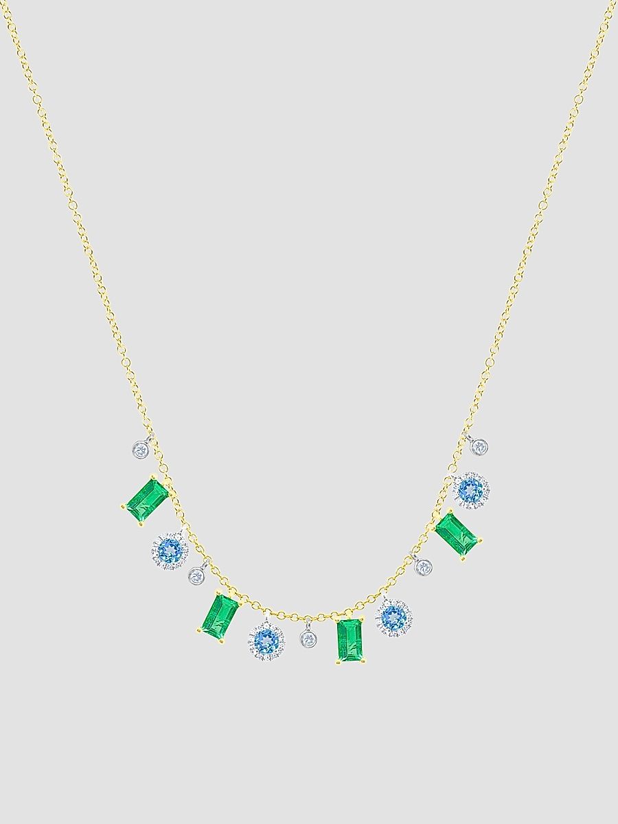 Women's Two-Tone 14K Gold & Multi-Gemstone Charm Necklace - Yellow Gold