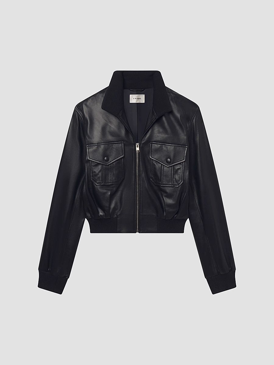 FRAME Women's Ace Leather Jacket - Black - Size Large