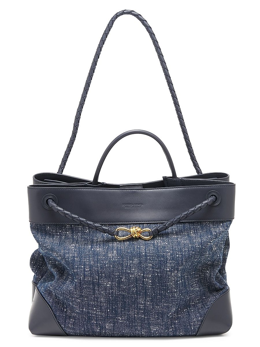 Women's Large Andiamo Denim Bouclé Tote Bag - Navy White