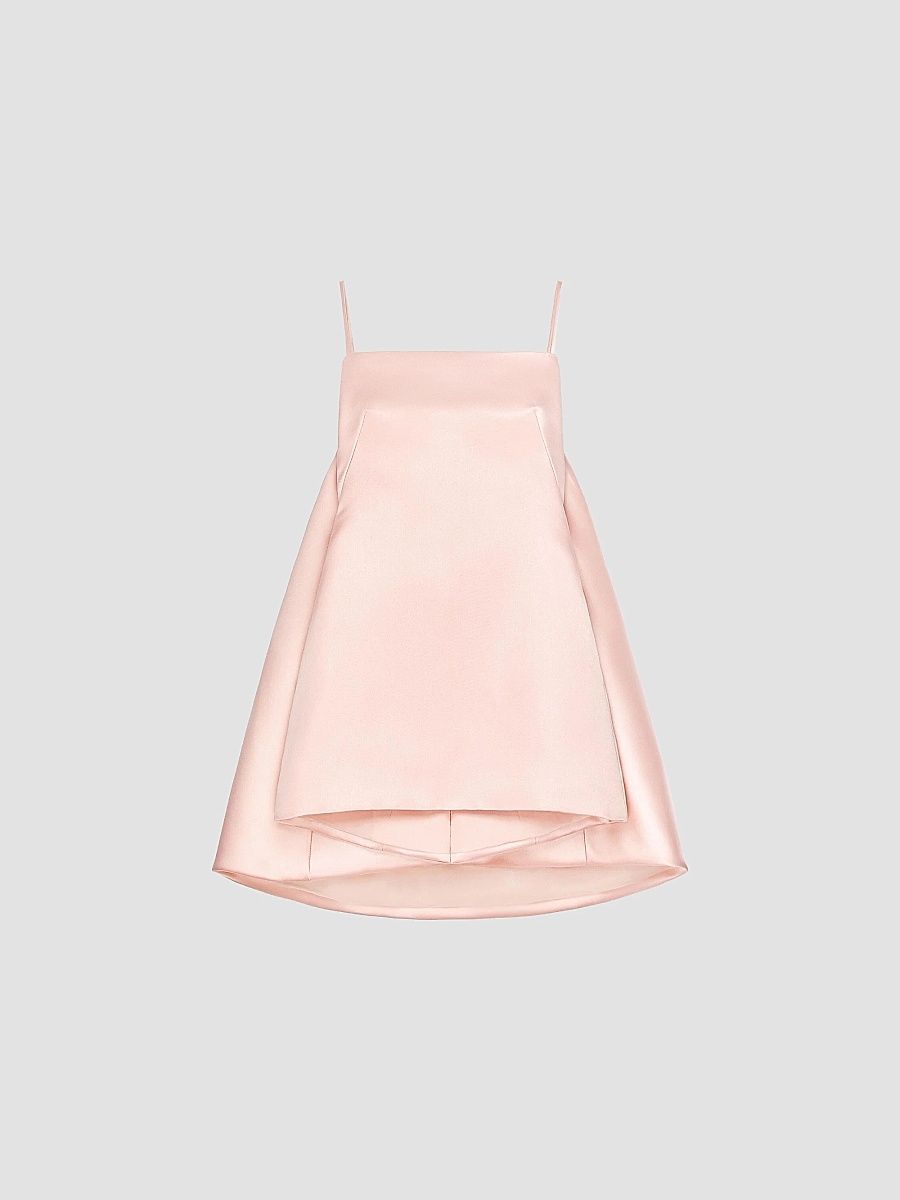 Givenchy Women's Sliced Mini Dress in Satin with Cape - Silk Pink - Size 10
