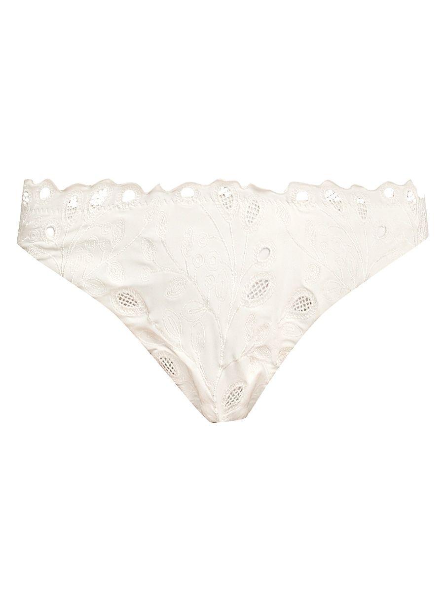 Women's Gina Embroidered Bikini Bottom - Ivory - Size XS