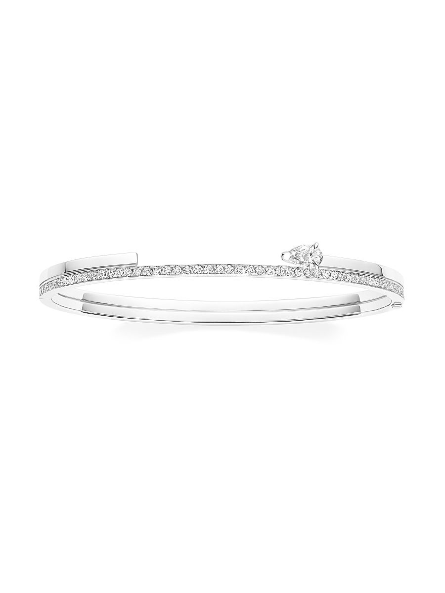 Women's Serti Sur Vide 18K White Gold & 0.90 TCW Diamond Double-Row Bangle - White Gold - Size Medium