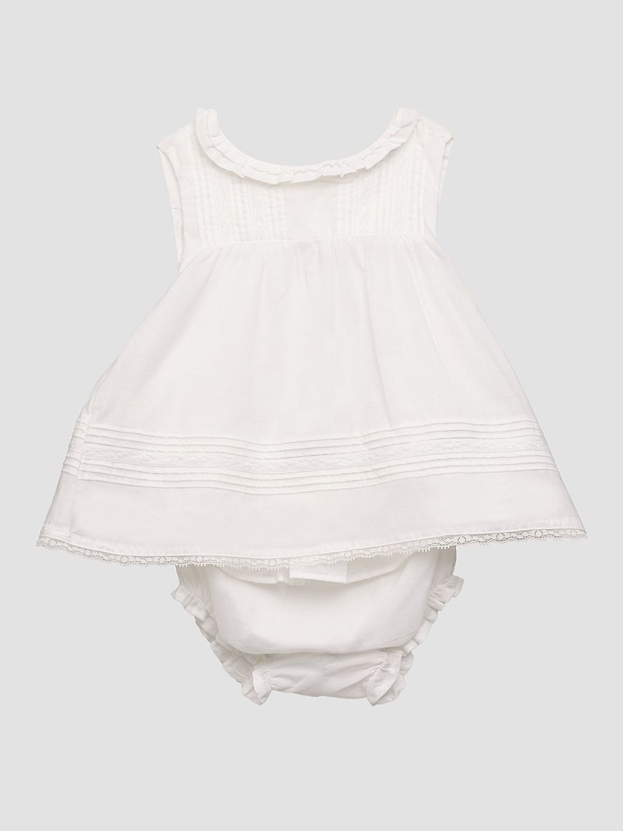 Baby Girl's The Pintuck Lace-Trimmed Dress & Bloomers Set - White - Size 18 Months