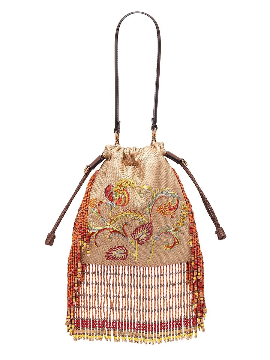 Women's Kalispera Embroidered Fringe Pouch - Camel