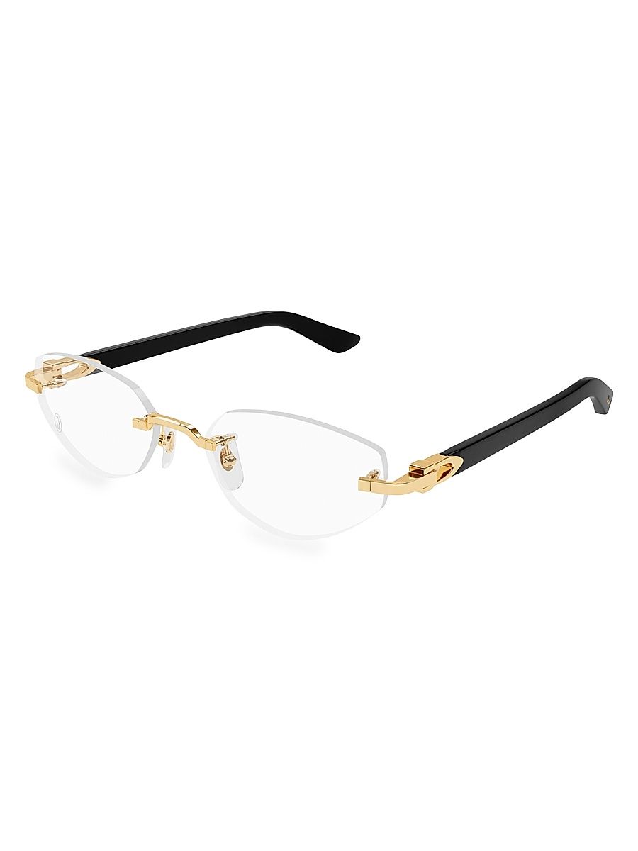 Women's C Décor 55MM 24K-Gold-Plated Cat-Eye Optical Glasses - Gold