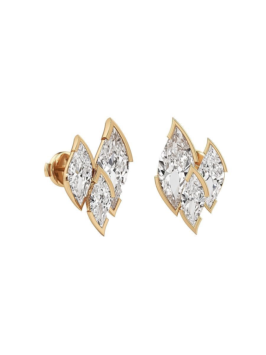 Women's Flame 18K Yellow Gold & 3.56 TCW Lab-Grown Diamond Stud Earrings - Yellow Gold