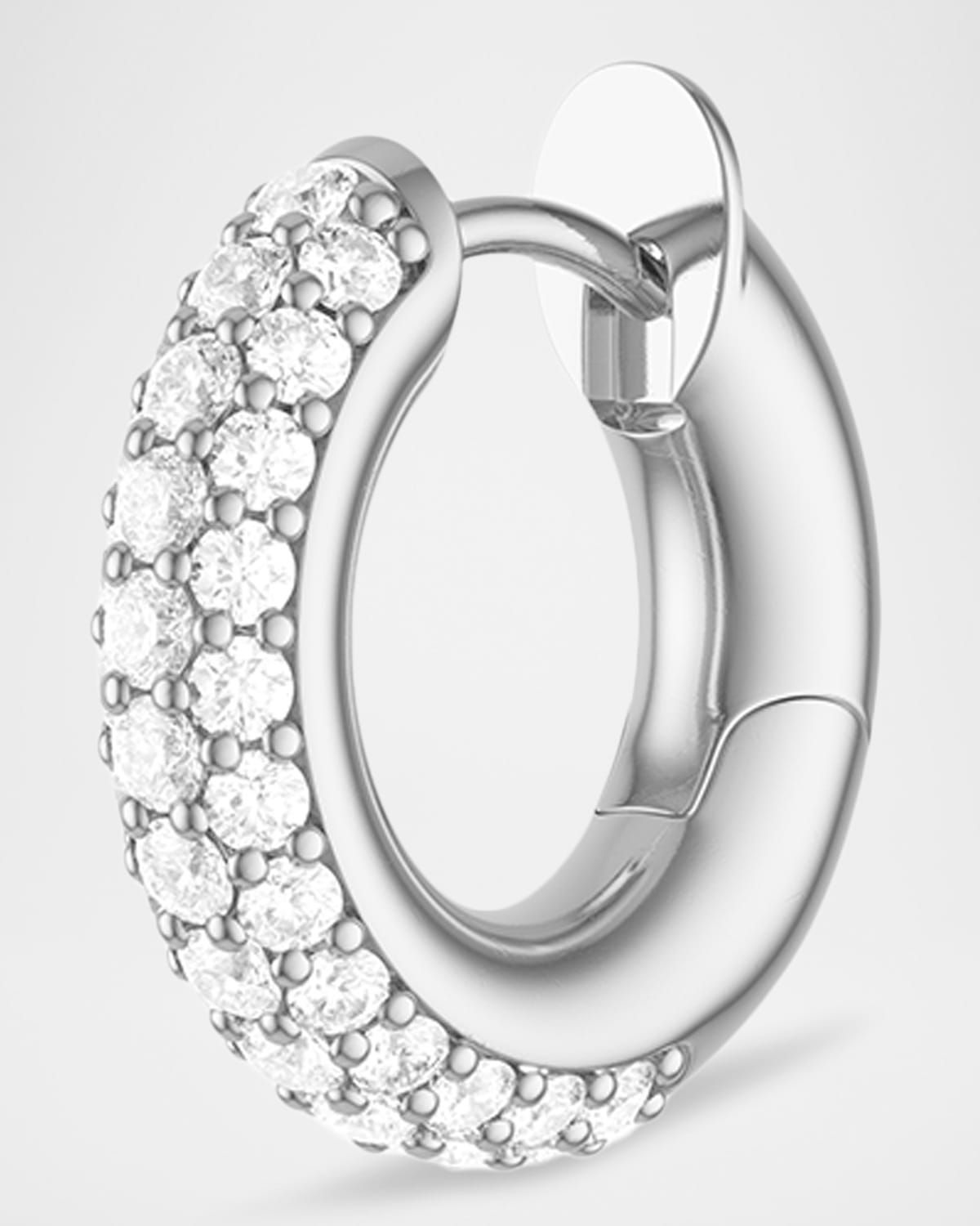 Men & apos;s 3-Row Pave Noir Macro Hoop Earring in 18K Yellow Gold and Black Diamonds, Single