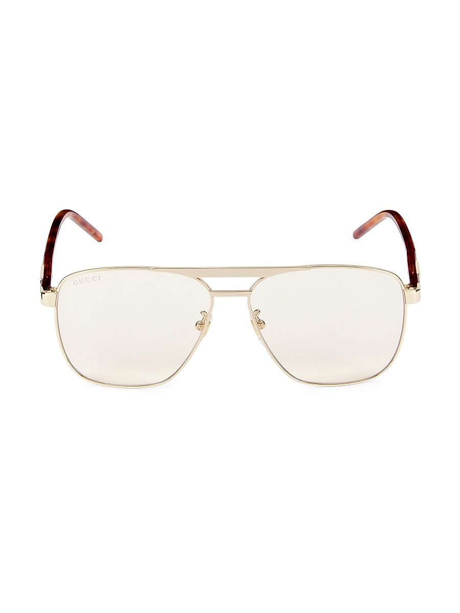 Men's 58MM Sophisticated Combi Aviator Sunglasses - Gold Black