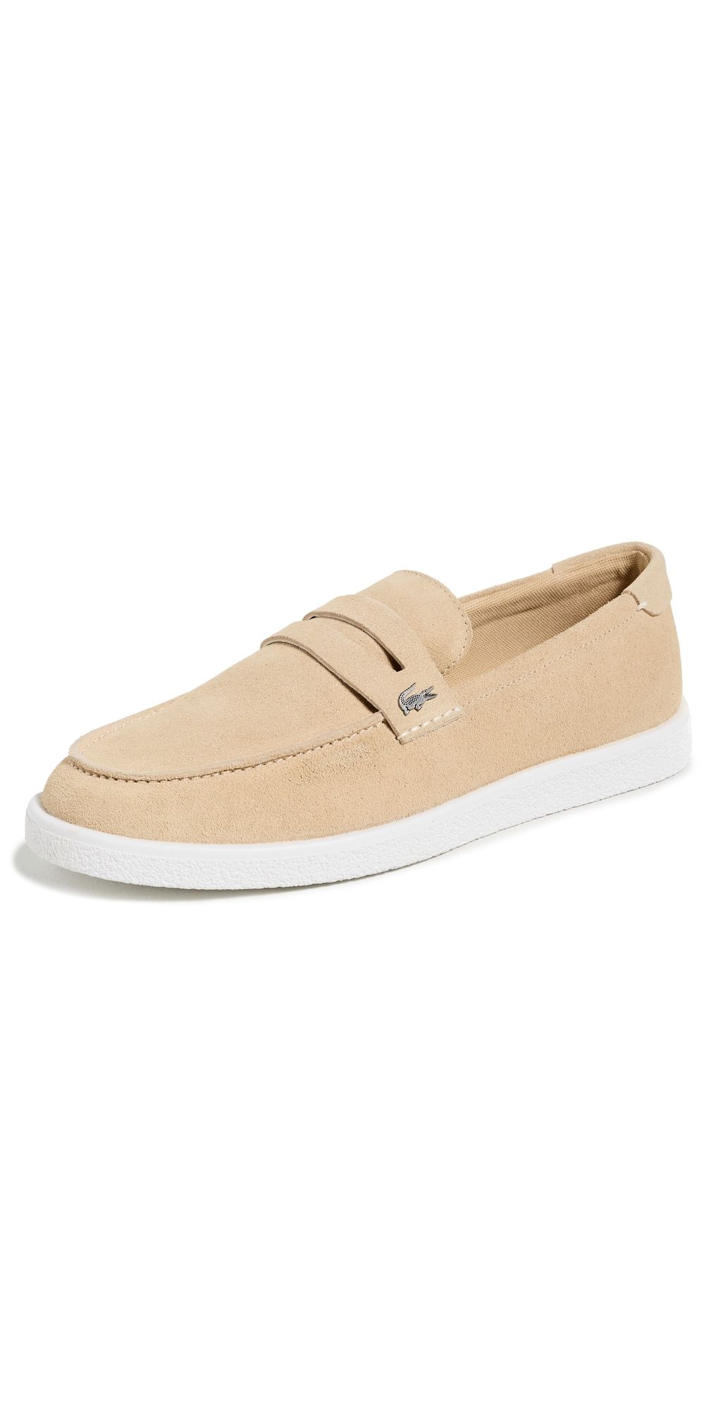 Lacoste Cochet Suede Slip Ons Nat/Wht 8