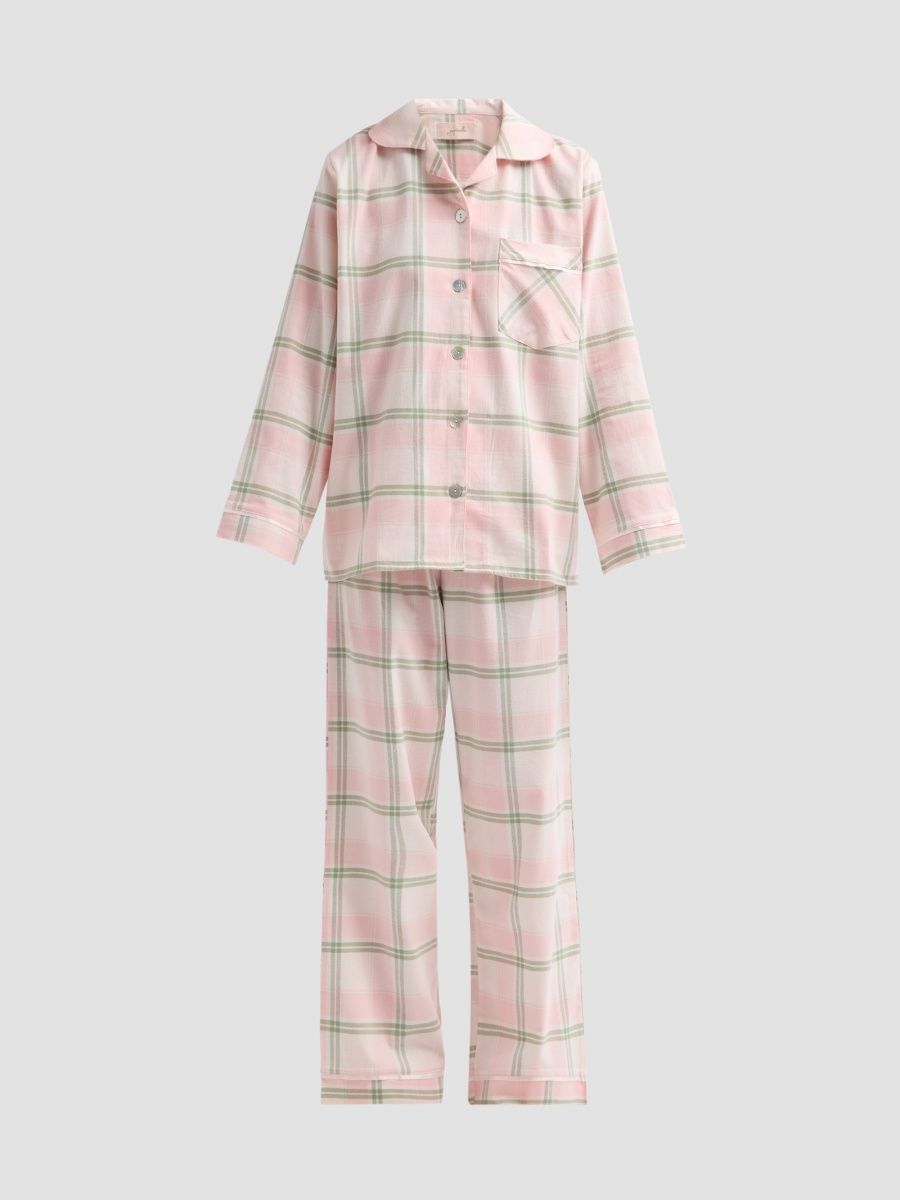 Papinelle Women's Cotton Plaid Pajama Set - Fern Green - Size XL