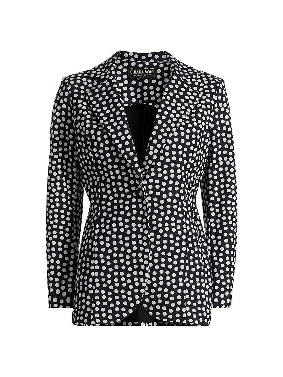 Women's Lua Polka Dot Single-Breasted Blazer - Bette Small Black - Size 8