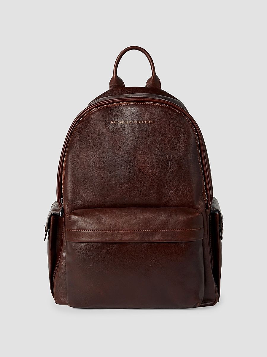 Men's Calfskin Travel Backpack - Burgundy