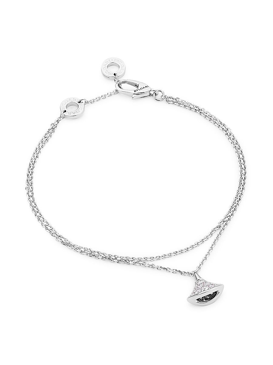 Women's Divas' Dream 18K White Gold & Diamond Pavé Pendant Double-Strand Bracelet - White Gold