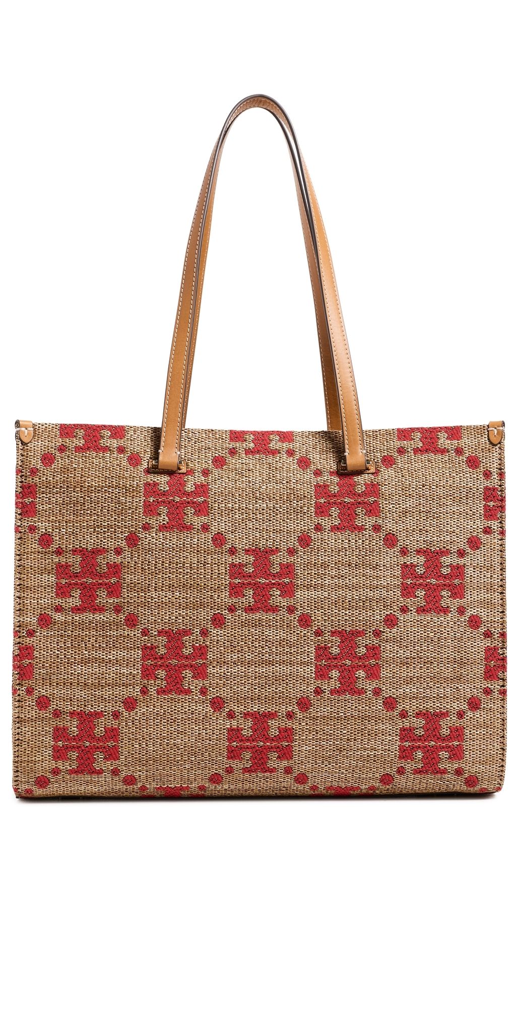 Tory Burch T Monogram Straw Tote Natural One Size