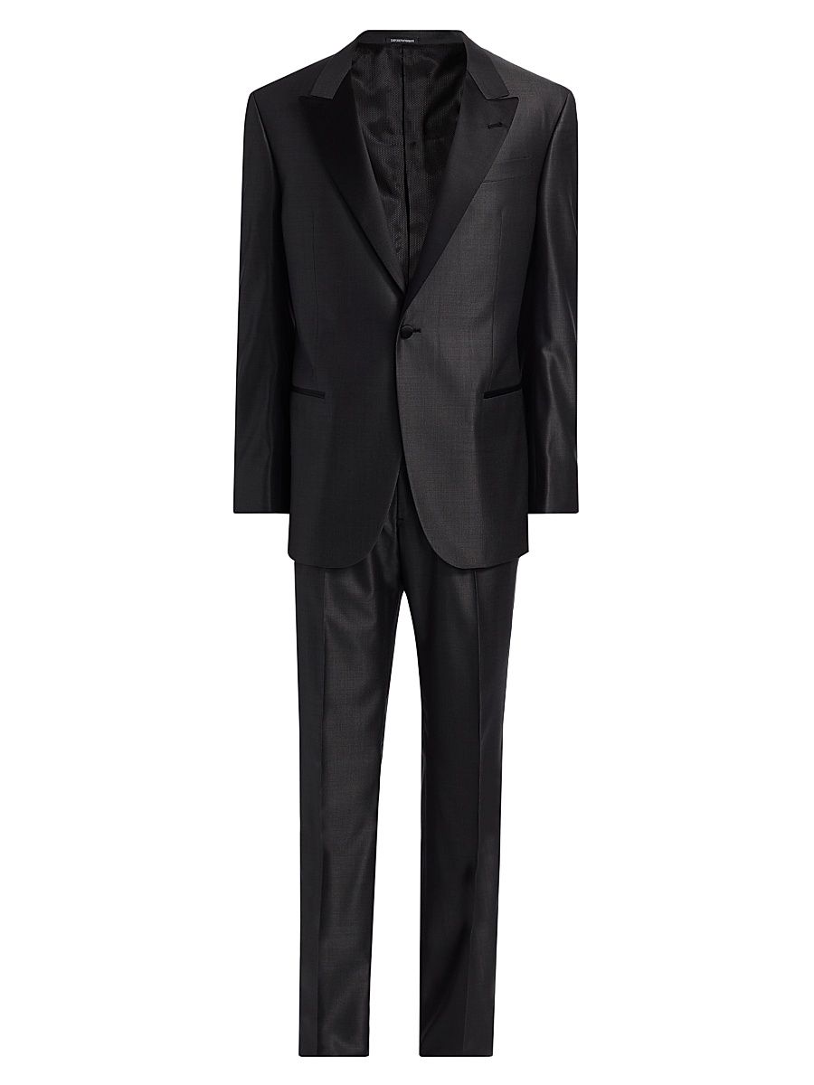 Men's Shiny Wool-Silk Tuxedo - Charcoal - Size 46