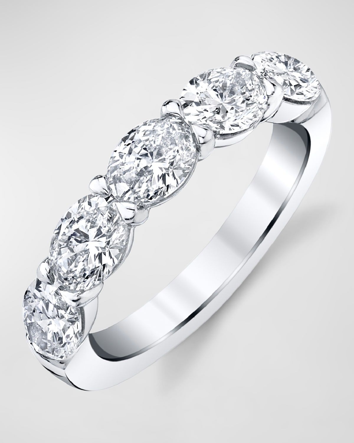 Large Platinum Halfway Band with Horizontal Set Oval Diamonds