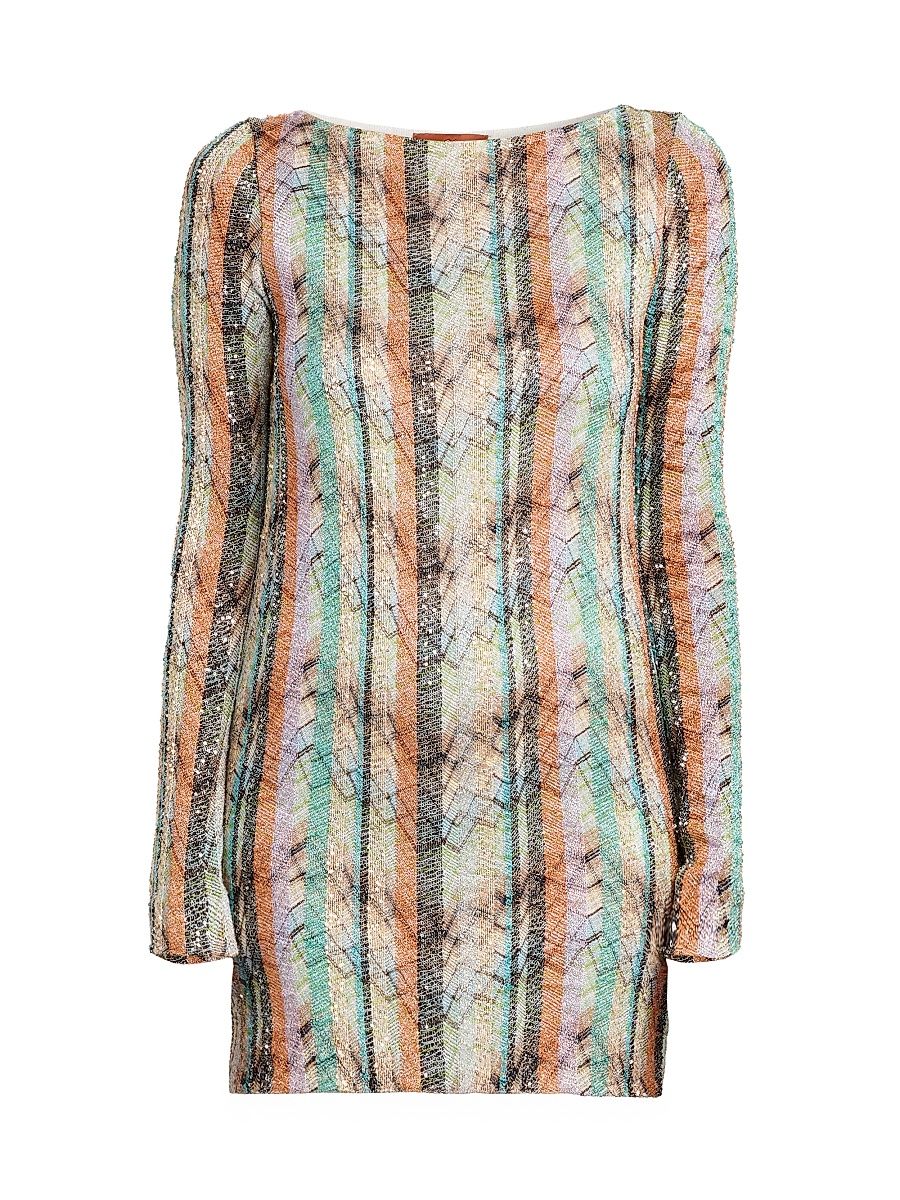 Women's Chevron & Striped Minidress - Light Multi - Size 8