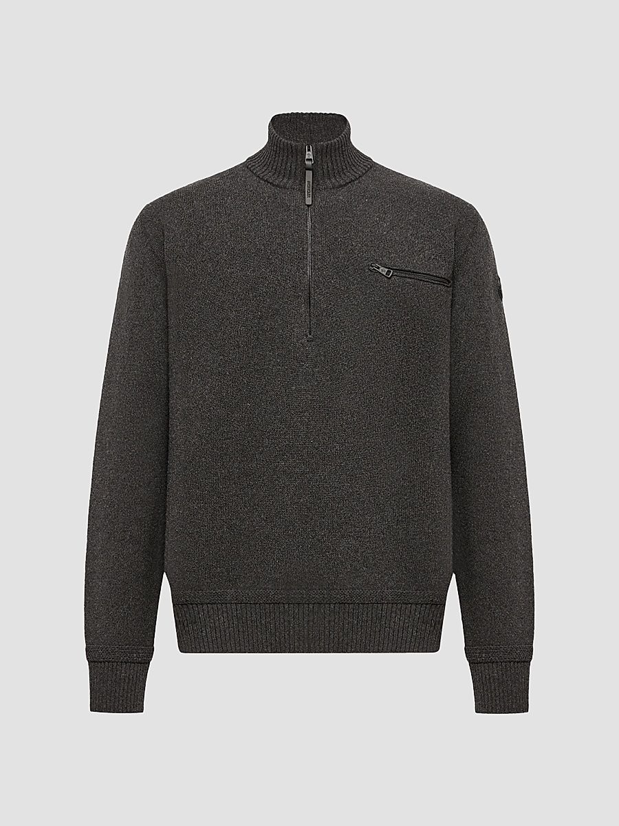 Men's Sweater in Wool and Cashmere Blend - Dark Gray - Size XXL