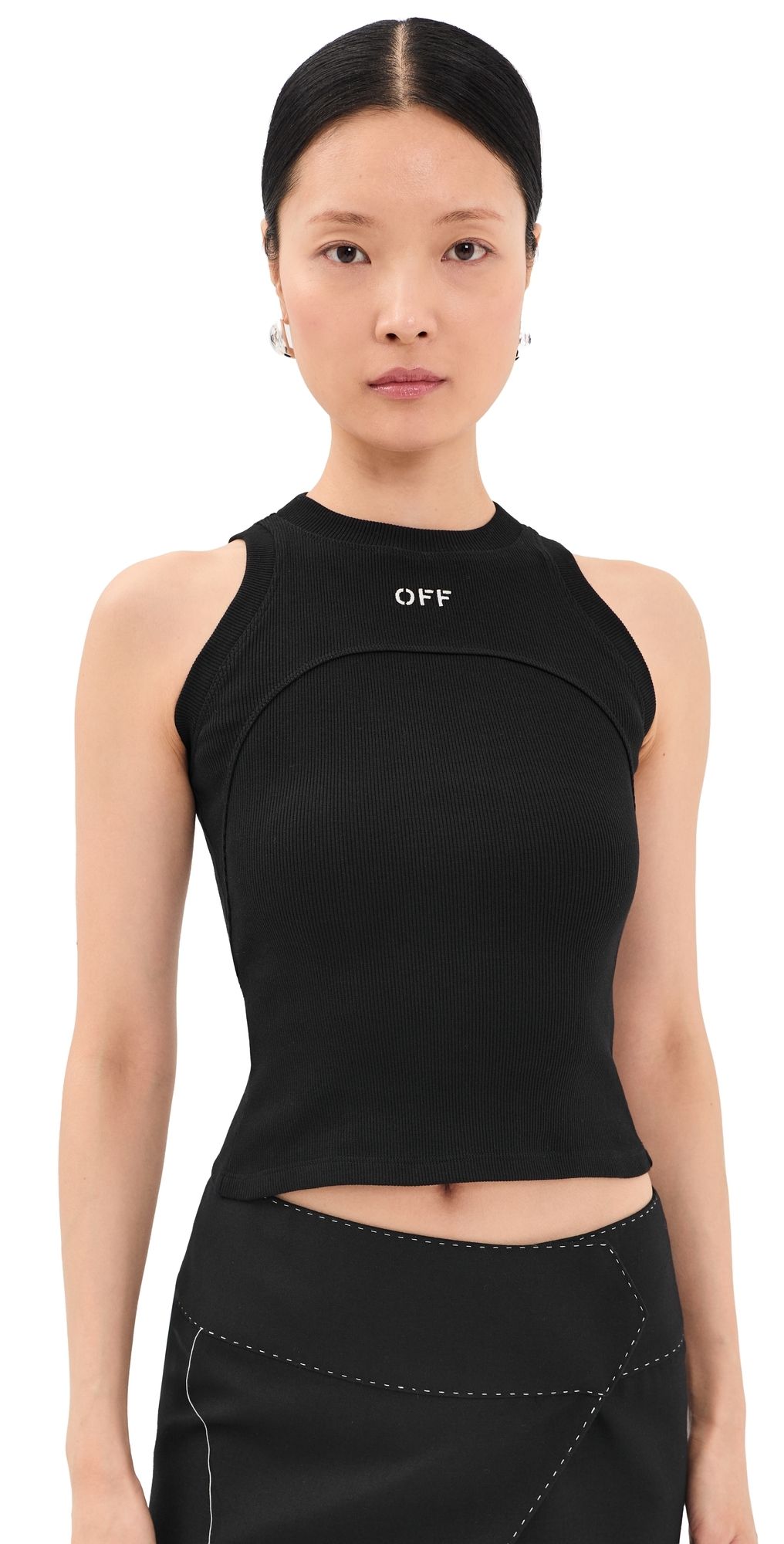 Off-White Off Stamp Ribbed Tank Black 40