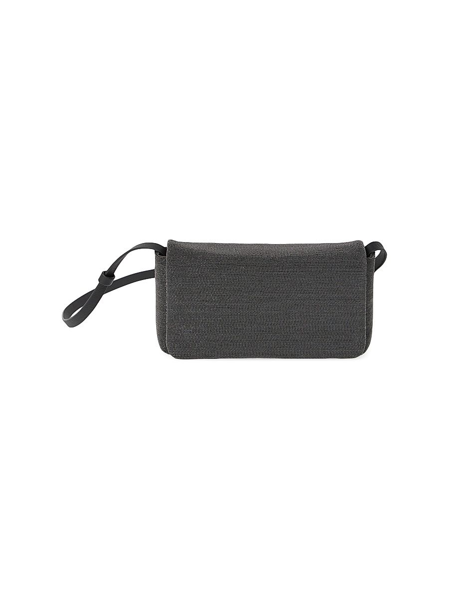 Women's Precious Flap Crossbody Bag in Grained Leather - Black