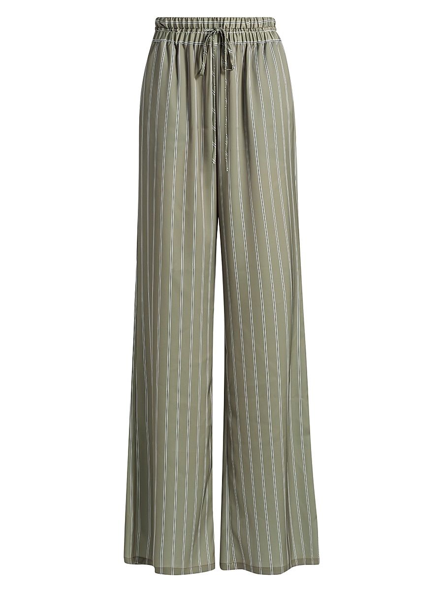 Women's Sylvie Striped Wide-Leg Pants - Safari Green Seaside - Size XL